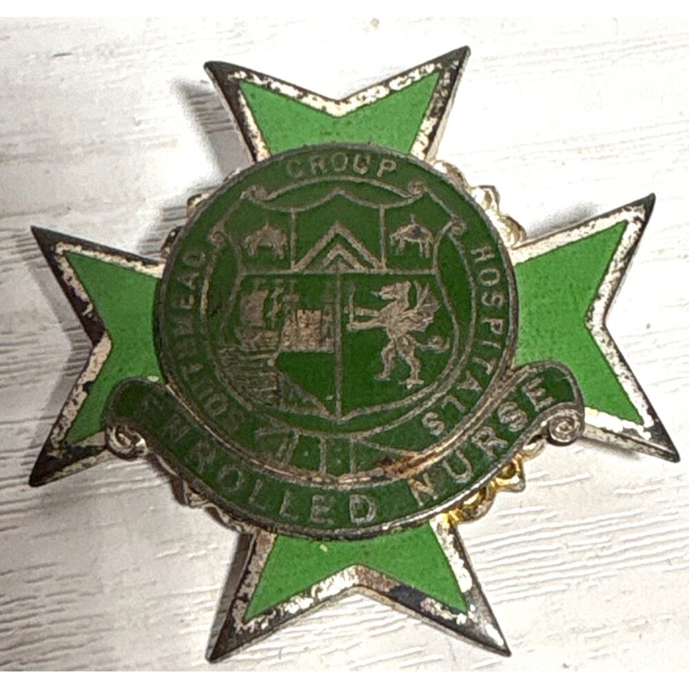 Nursing Pin Southmead Group Hospital Enrolled Bristol UK July 1969 Green Ham